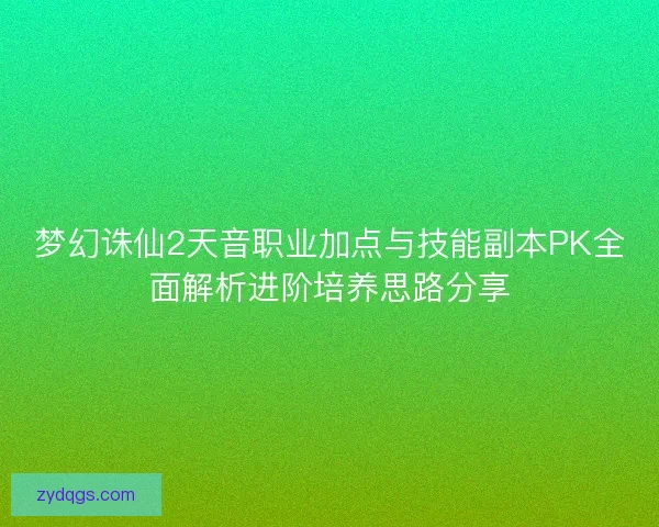 梦幻诛仙2天音职业加点与技能副本PK全面解析进阶培养思路分享